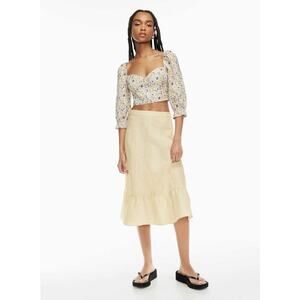 Aritzia Wilfred Chariot High-Waisted Linen Midi Skirt Sz 4